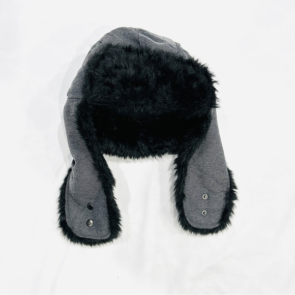 The North Face Hoser Charcoal Grey Faux Fur Lined Trapper Bomber Hat - Picture 2 of 6